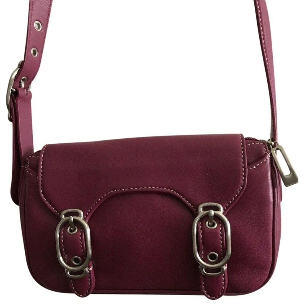 COLE HAAN Small Magenta Leather Crossbody Bag - Picture 1 of 8